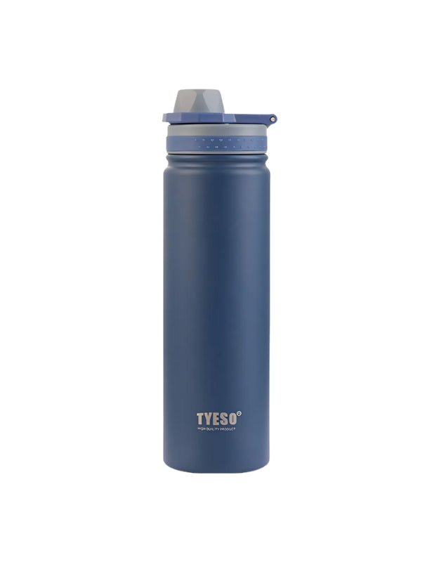 Water bottle vacuum stainless steel 750ml in navy blue with insulated design.